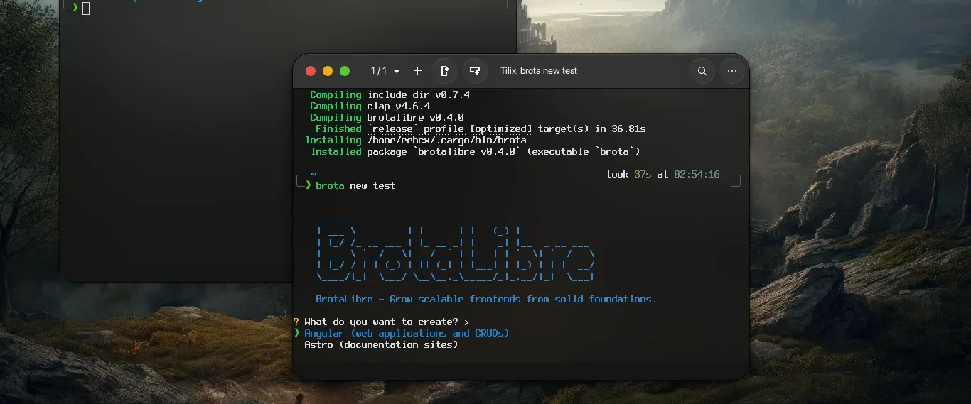 CLI de BrotaLibre generando una aplicación frontend