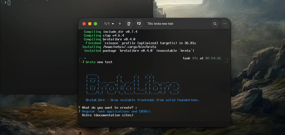 CLI de BrotaLibre generando una aplicación frontend
