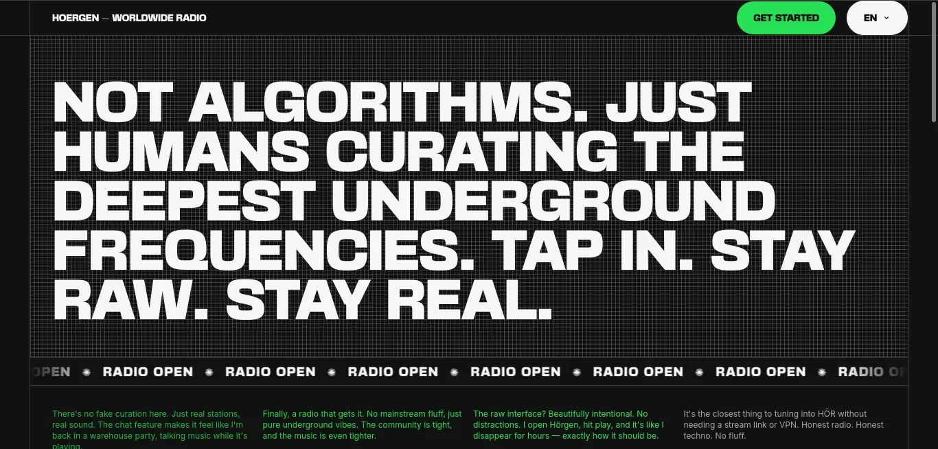 Página web de Hörgen, plataforma de radio underground