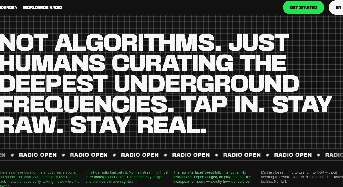 Página web de Hörgen, plataforma de radio underground
