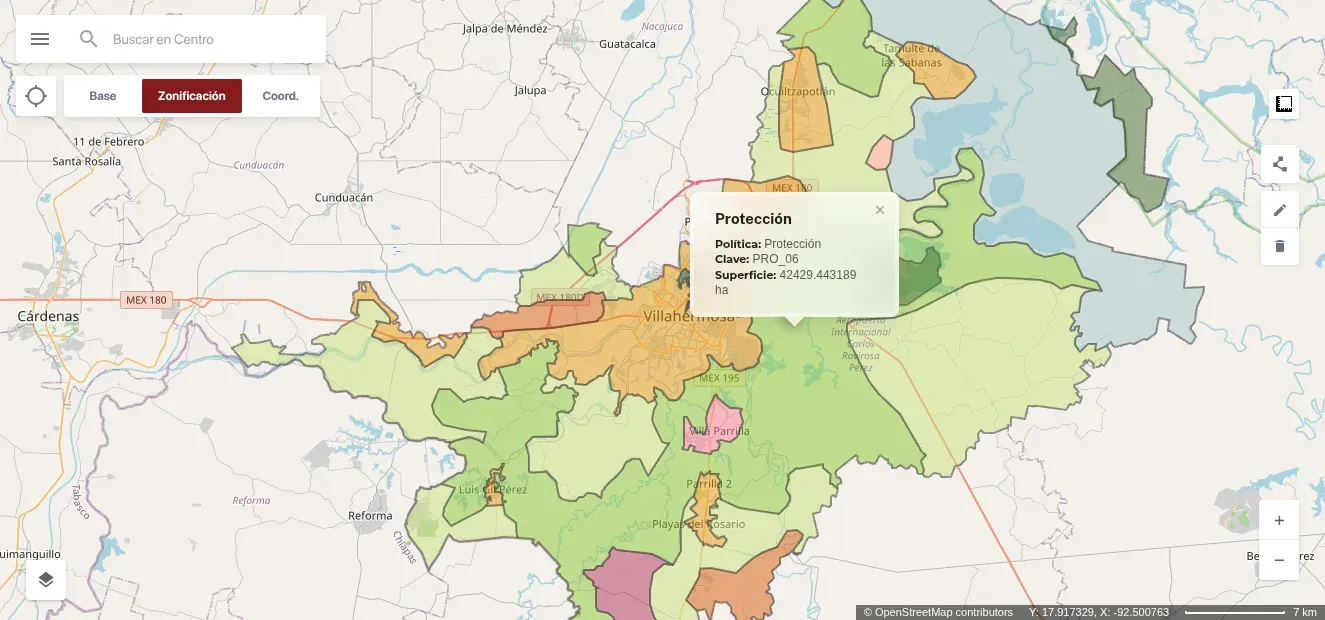 Mapa de zonificación ambiental del Ordenamiento Ecológico Local del Municipio de Centro